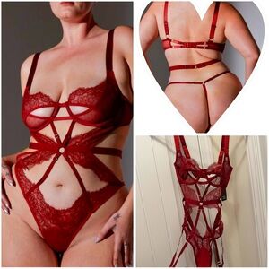 Thistle and Spire Red Lace Strappy Teddy